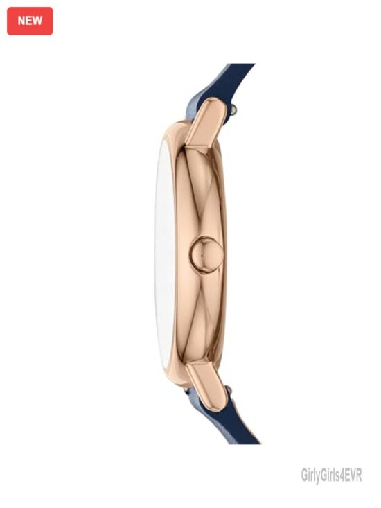 30mm Quartz Wrist Watch with Rose Gold Stainless Steel Case and Blue Leather main image 6